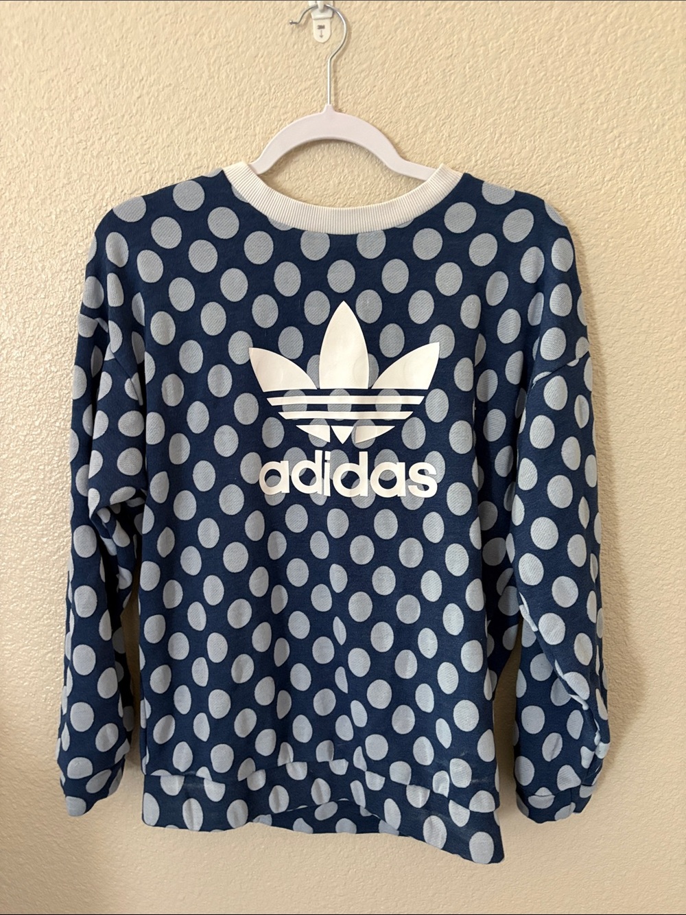 Adidas Blue & Light Blue Polka Dot Trefoil Sweatshirt